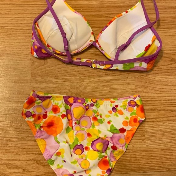 Beach Life Bikini Purple White Orange Medium - Picture 4 of 5
